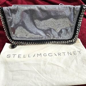 Stella McCartney metallic silver clutch purse
